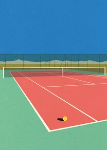 Wall art by Rosi Feist: tennis court in the desert with warm color palette