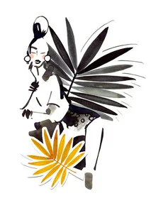 Illustration by Ekaterina Koroleva: a woman surrounded by botanical leaves