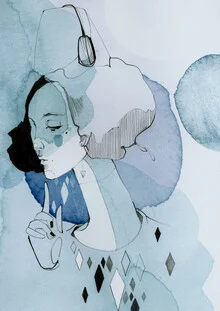 Wall art by Ekaterina Koroleva: calm watercolor illustration of a woman