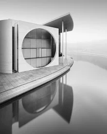 Berlin government district in fog, gentle architecture, calm atmosphere