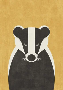 Wandbild von Daniel Coulmann: minimalistische Illustration eines Dachs