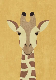 Illustration einer Giraffe in sanften Farben, die eine friedliche Stimmung vermittelt.