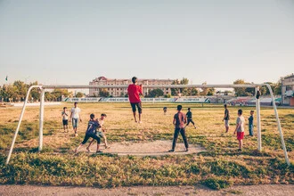 Photo art by Eva Stadler: vibrant capture of Yoshlik Stadium in Samarkand