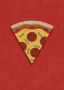 Illustration von Daniel Coulmann: bunte Pizza auf einem minimalistischen Hintergrund