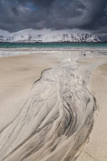 Photo art by Mikolaj Gospodarek: stormy clouds over Ramberg, Lofoten