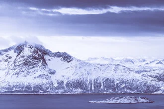 Photo art by Sebastian Worm: serene view of the Arctic fjord in Norway