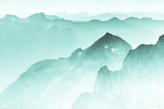 Photo art by Sebastian Worm: green mountains in Scandinavian light