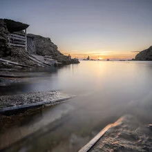 Photo art by Dennis Wehrmann: sunset over Cala Benirrás in Ibiza