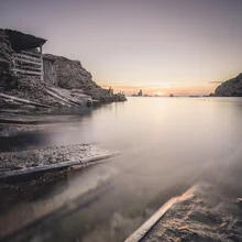 Photo art by Dennis Wehrmann: sunset over Cala Benirrás in Ibiza