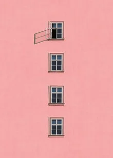 Fotokunst von Rupert Höller: Schatten und Symmetrie eines Hauses mit Fenstern