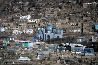 Photo art by Theresa Breuer: Sakhi Shrine in Kabul captured in daylight