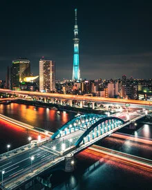 Photo art by Dimitri Luft: illuminated Tokyo skyline at night