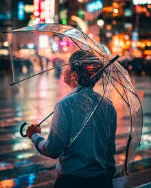 Photo art by Dimitri Luft: man with umbrella at night in Tokyo