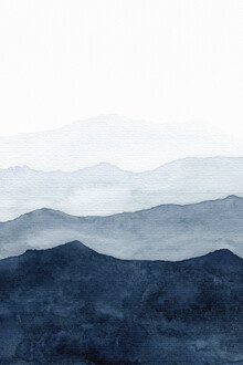 Cristina Chivu, Mountains Ombre | Indigo Abstract Watercolor