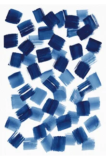 Abstract watercolor with gentle brushstrokes in shades of blue and indigo