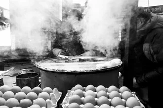 Photo art by Kristina Maria Rainer: market with food stalls in Seoul