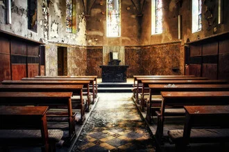 Photo art by Sascha Faber: decayed chapel in a calm atmosphere