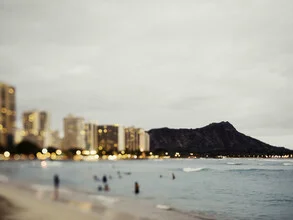 Photo art by Vera Mladenovic: Evening mood at Waikiki Beach with lights.