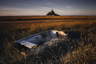 Wunderschönes Fotokunstwerk von Eva Stadler: Mont-Saint-Michel im Abendlicht
