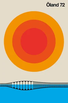 Illustration by Bo Lundberg: colorful bridge in Öland, cheerful atmosphere
