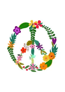 Wall art by Frankie Kerr-Dineen: peaceful peace symbol surrounded by colorful flowers