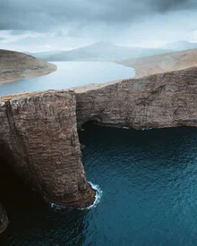 Photo art by André Alexander: calm view of the lake and ocean in the Faroe Islands