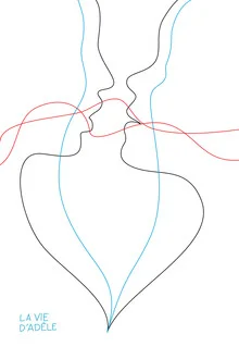 Wall art by Sasha Lend: romantic illustration of two women sharing a kiss