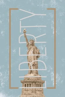 Illustration by Sasha Lend: the Statue of Liberty in soft green tones
