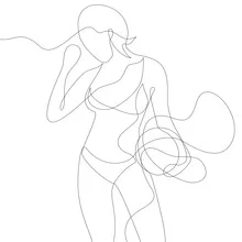 Minimalistische Illustration eines Basketballspielers in sanften Farben