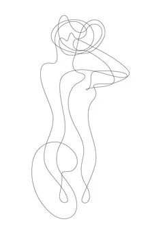 Illustration einer Frau mit offenem Haar, entspannt und stilvoll dargestellt.