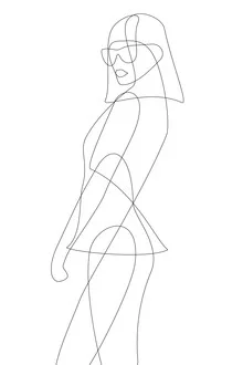 Illustration von Sasha Lend: stilvolle Frau mit Sonnenbrille im minimalistischen Design