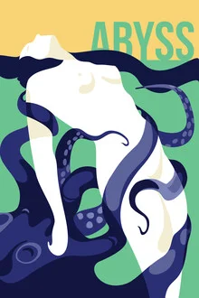 Illustration von Sasha Lend mit einem grünen Monster in einem minimalen, vintage Stil.
