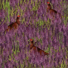 Wall art featuring purple heather in a tranquil landscape
