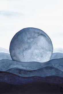 Cristina Chivu, Moon Landscape | Watercolor Painting