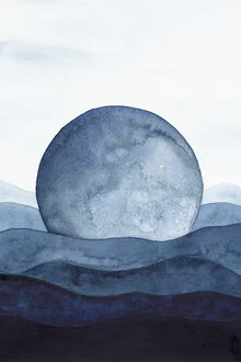 Wandbild von Cristina Chivu: sanfte Wasserfarben-Landschaft mit Mond