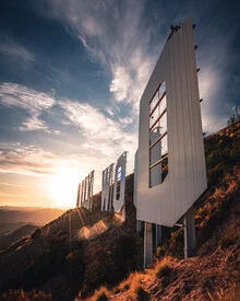 Photo art by Dimitri Luft: Sunset over the Hollywood Hills with clouds