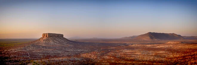 Photo art by Dennis Wehrmann: landscape of Namibia showing a warm sunrise