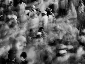 Photo art by Jagdev Singh: people in motion gathered at a vibrant event in India.