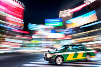 Tokyo taxi at night - Fineart photography by Jan Becke