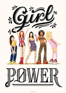 Wall art featuring Girl Power: colorful illustration of strong female figures