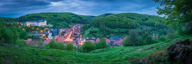 Panoramic view of Stolberg in the South Harz with gentle hills and a calm atmosphere