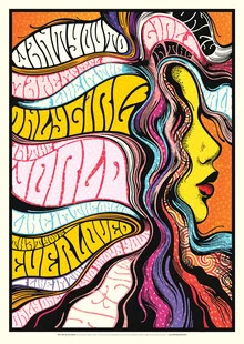 Illustration by Draw Me A Song - Reviews: Colorful portrait of a girl in the music scene