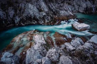 Wild waters of the Soca with rocks in the Julian Alps by Eva Stadler