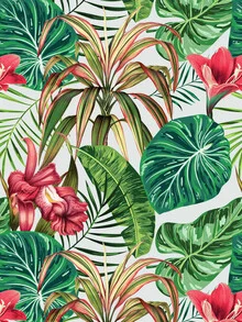 Illustration von Uma Gokhale: farbenfrohes tropisches Pflanzenmuster