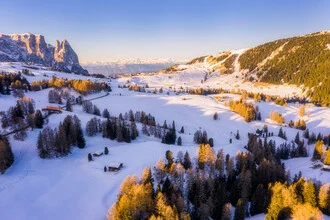 Photo art by Giedra Bartas: soft sunrise over the Dolomites