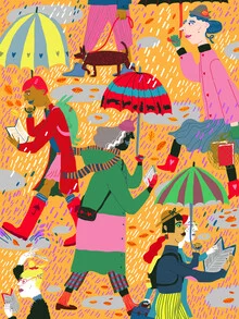 Illustration von Ezra W. Smith: gemütliche Lesestunde im Herbst