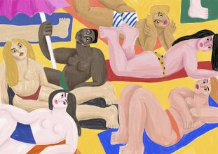 Illustration von My Name Is Cépé: Frauen am Strand in sanften Farben