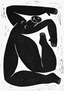 Illustration by Cépé: stylized depiction of a nude woman in soft colors