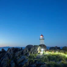 Photo art by Lars Almeroth: lighthouse at blue hour, calm atmosphere