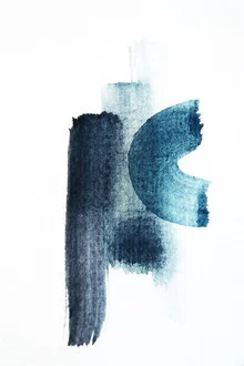 Wandbild mit Aquarell- und Bleistiftstrichen, sanfte Farben und harmonische Komposition.